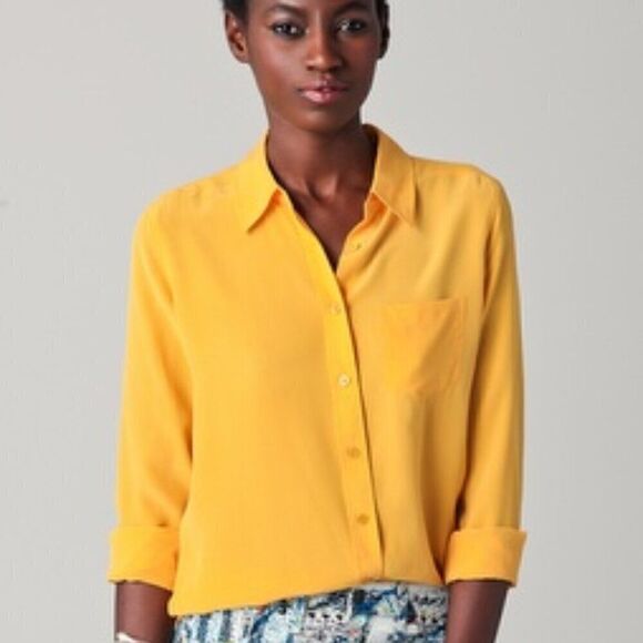 NWT Equipment S Coral Silk Button Up Modest Long Sleeve Office Shirt Top Blouse - Picture 2 of 13